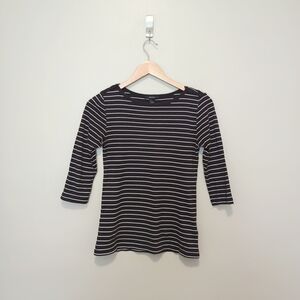 Forever 21 Black and White Fitted Long Sleeve Tee